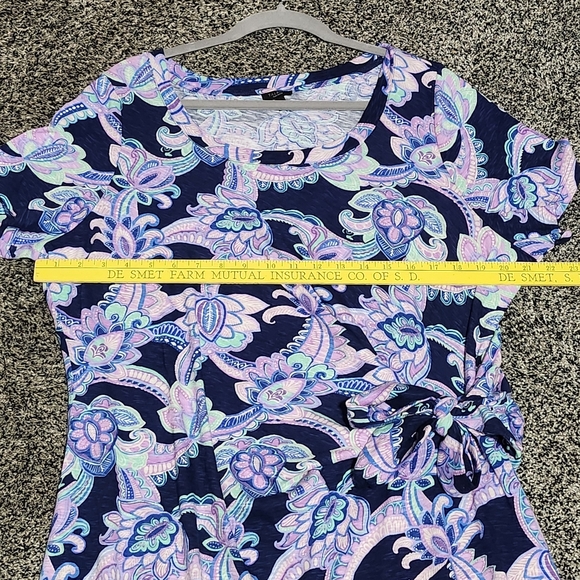 TALBOTS Plus Petite Purple Floral 100% Cotton Short Sleeve Maxi Dress Size 1Xp - Picture 6 of 10